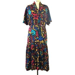 Vintage 80s maxi floral colorful dress